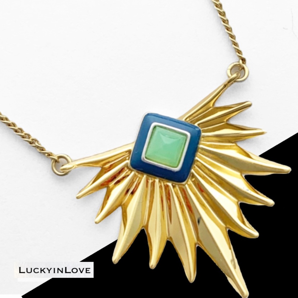 Alexis Bittar Vitreum 14K Goldplated Brass & Chrysoprase Enamel Fan Necklace
